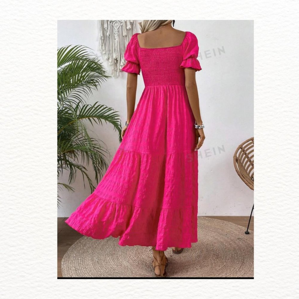 Timeless Puff-Sleeve Shirred Sundress SMALL NIB